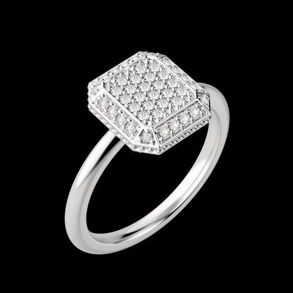 Asscher Pavé Ring - Picture 3 of 9